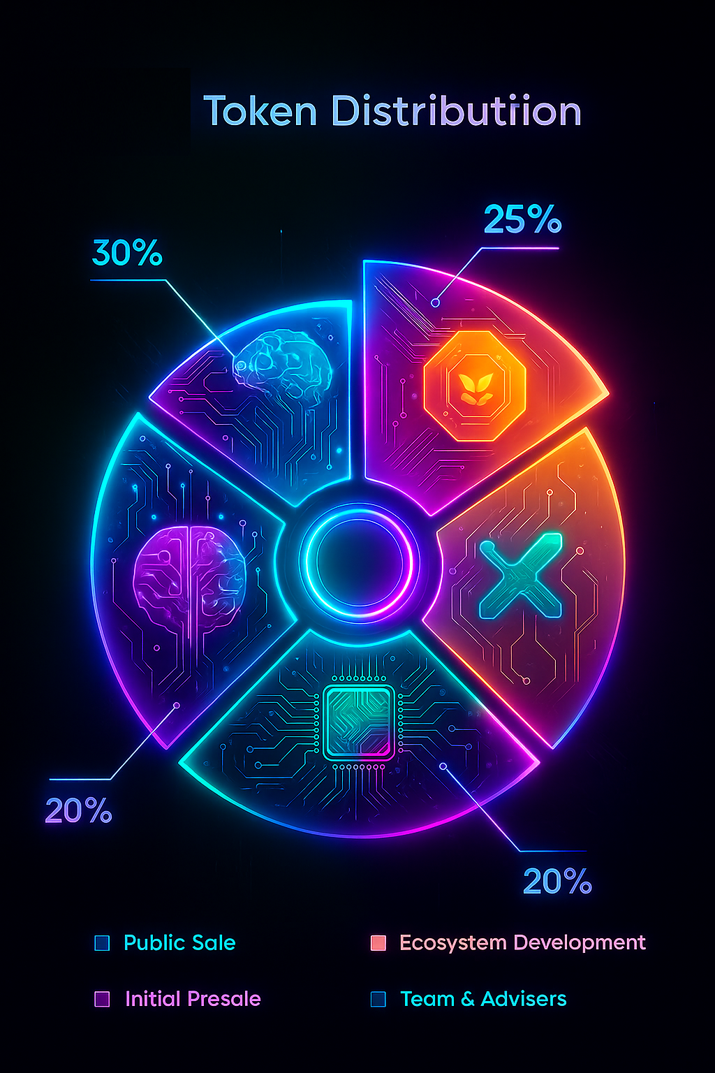 Pie chart of GROK514G token distribution